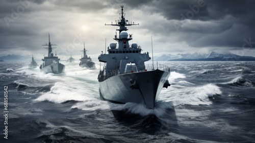 Warship Fleet: Modern Navy Ships Sailing the Sea photo