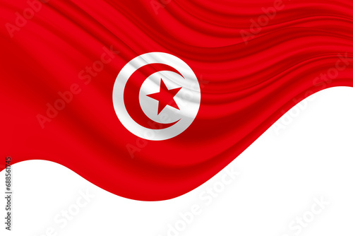 Flag of Tunisia isolated on white background. Clipping path included. 3D illustration.