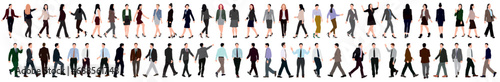 Set of business people walking and standing. Huge collection of businessman and woman.  Men and women in full length. Inclusive business concept. Vector illustration isolated on white background. © LazyArtist