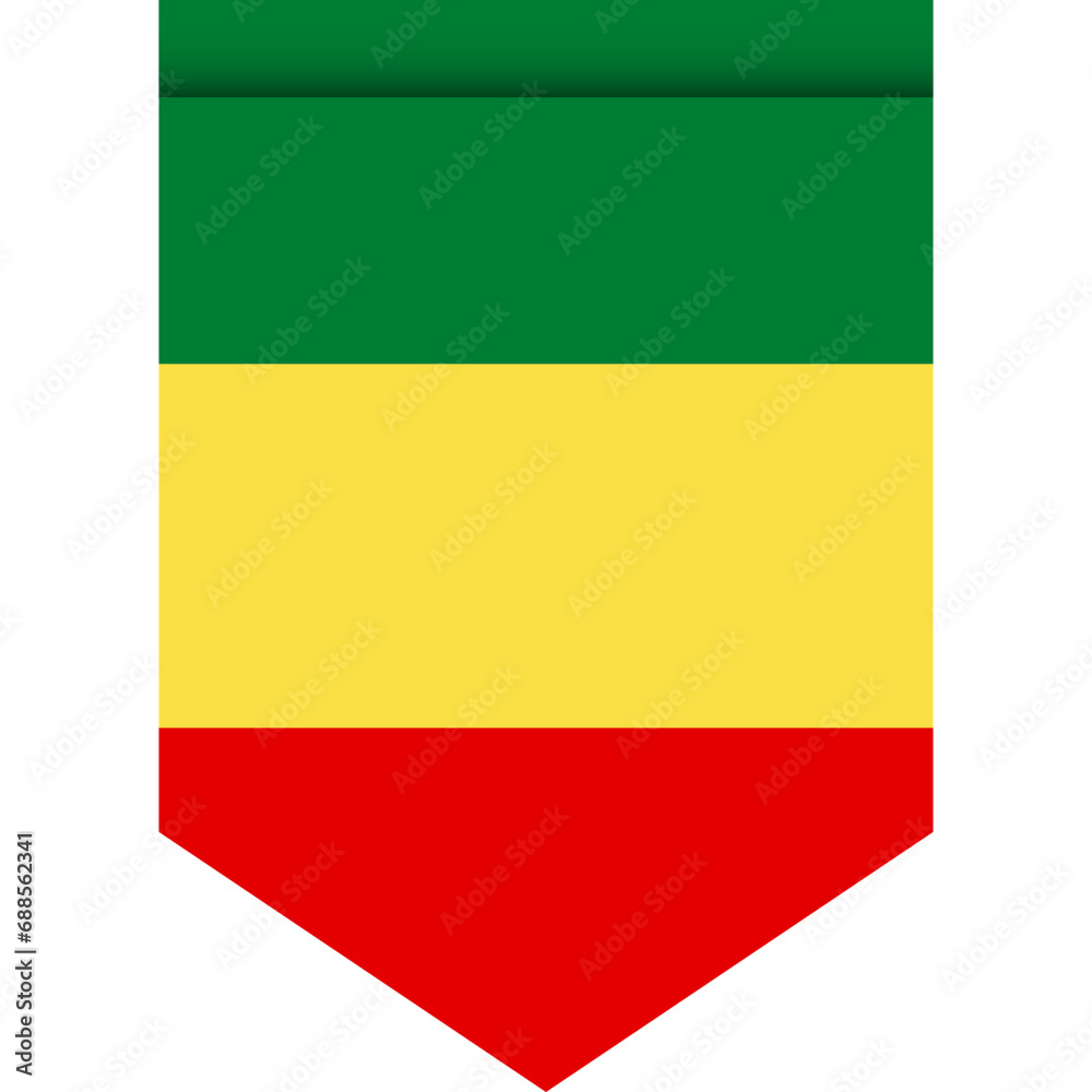 Mali flag or pennant isolated on white background. Pennant flag icon. Mali flag or pennant isolated on white background. Pennant flag icon.
