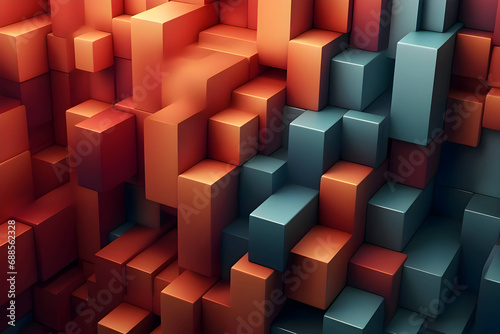 Abstract background with many colorful cubes.