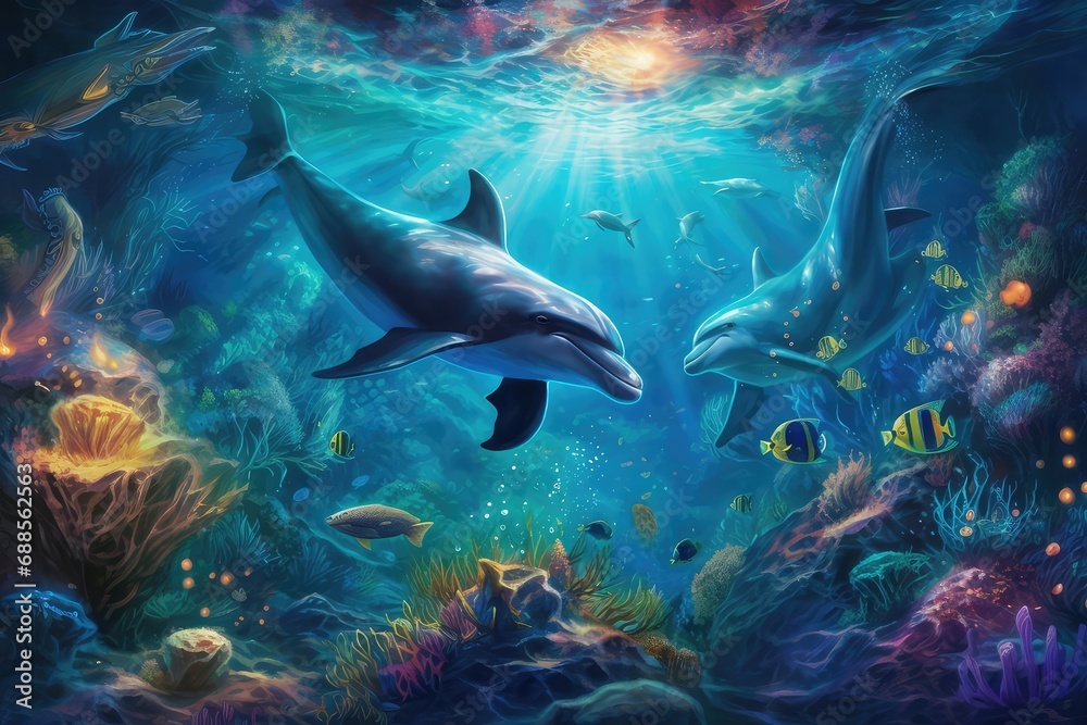 Obraz premium underwater sea world background for marine wildlife adventure