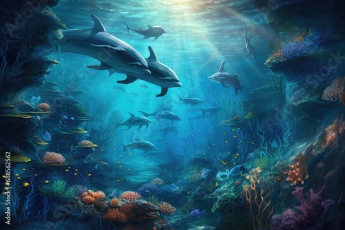 underwater sea world background for marine wildlife adventure © Align