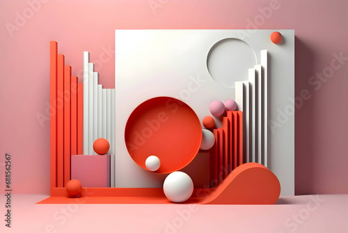 Abstract background with many colorful geometric figures, circles and spirals. photo