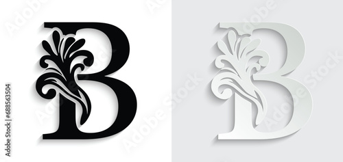 letter B. flower letters. Vintage ornament initial Alphabet. Logo vector	
