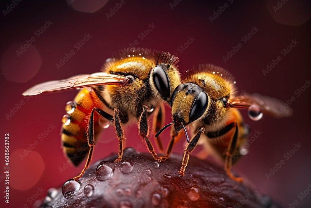 Two bees in Love. Happy Valentine's day. Generative Ai Two bees in Love. Happy Valentine's day. Generative Ai