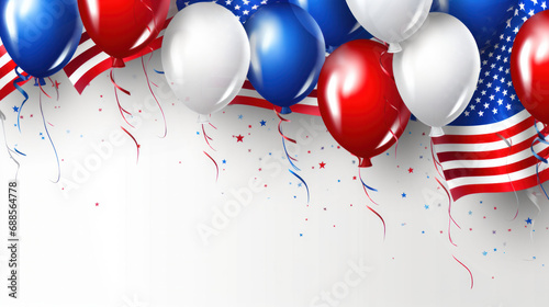 Festive balloons in U.S. flag colors with stars and ribbons for Presidents' Day photo