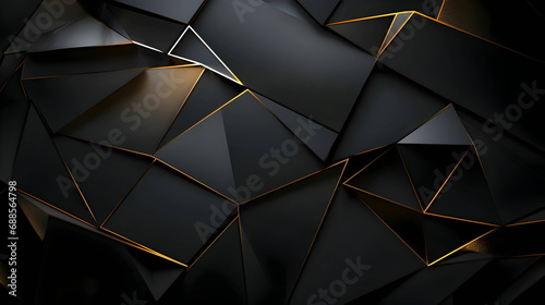 Modern geometric wallpaper black and gold background 3d illustration as abstract background wallpaper.