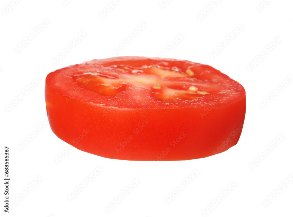 Slice of fresh ripe tomato isolated on white Slice of fresh ripe tomato isolated on white