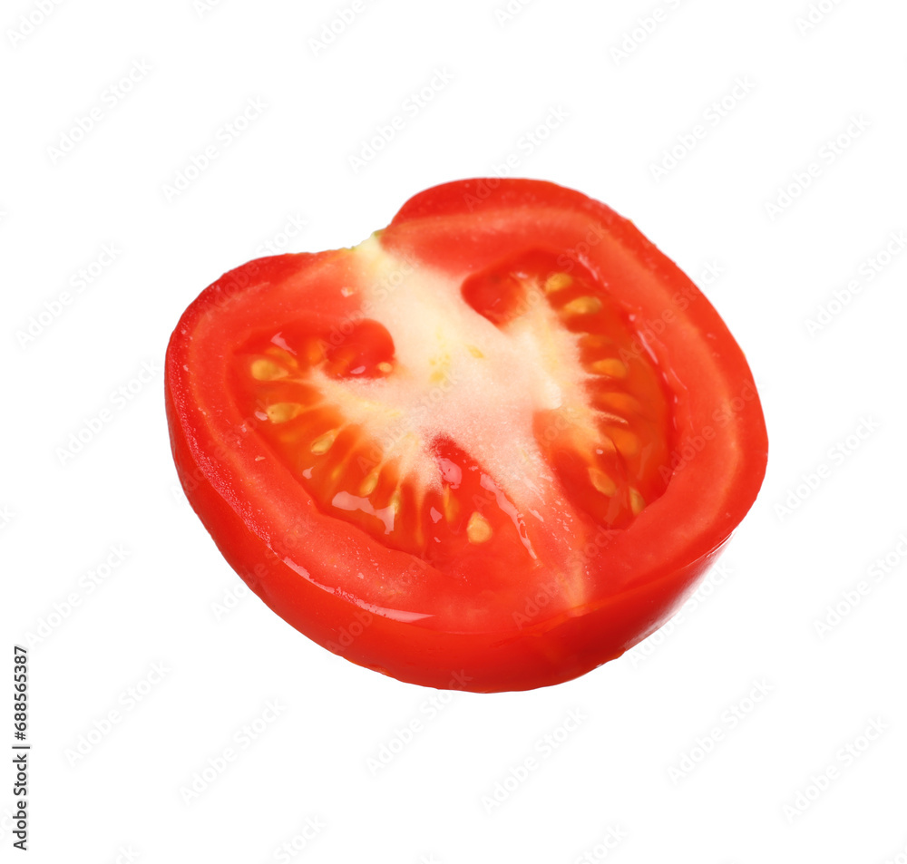 Slice of fresh ripe tomato isolated on white Slice of fresh ripe tomato isolated on white