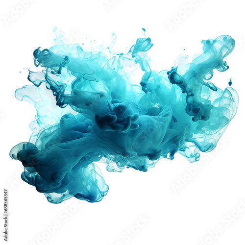 Turquoise ink paint cloud in water isolated Transparent Background PNG
