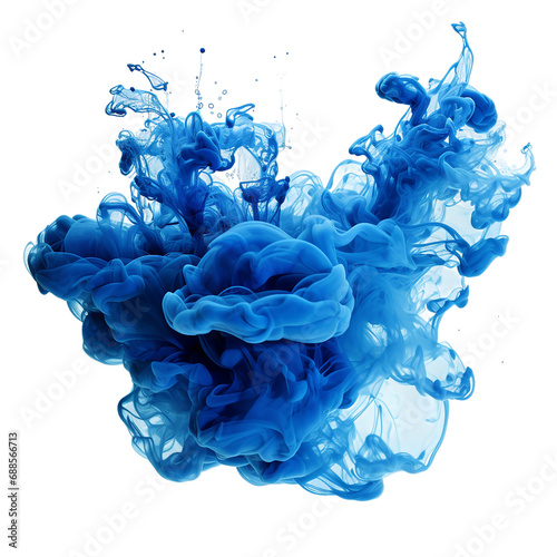 Sapphire ink paint cloud in water isolated transparent Background PNG
