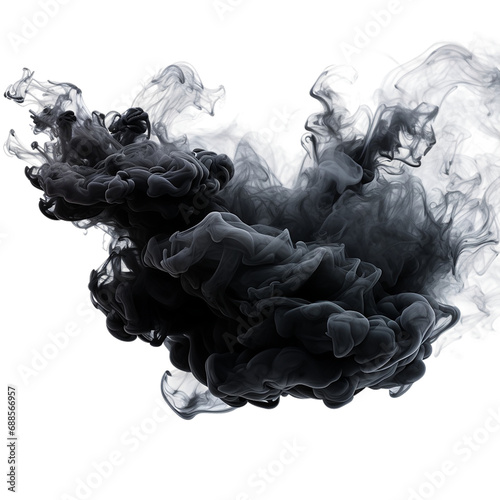 Black ink paint cloud in water isolated transparent Background PNG photo