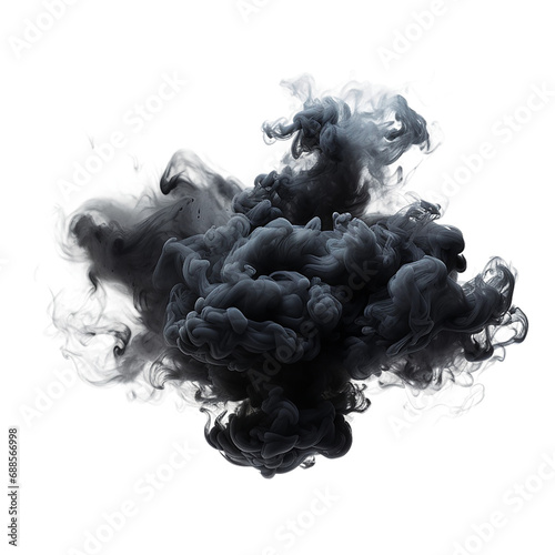 Black ink paint cloud in water isolated transparent Background PNG