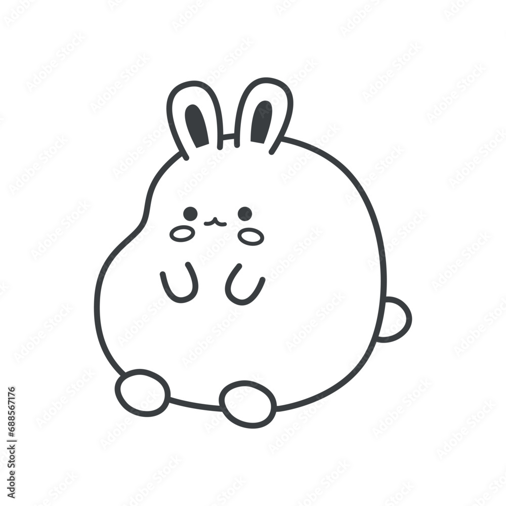 Kawaii element of set in black line design. This cute rabbit character, brought to life in kawaii style with a black outline for extra adorableness. Vector illustration. Kawaii element of set in black line design. This cute rabbit character, brought to life in kawaii style with a black outline for extra adorableness. Vector illustration.