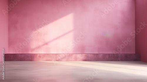 Abstract pink studio background for product presentation. Empty room with window shadows, with copy space. Summer and spring concert.