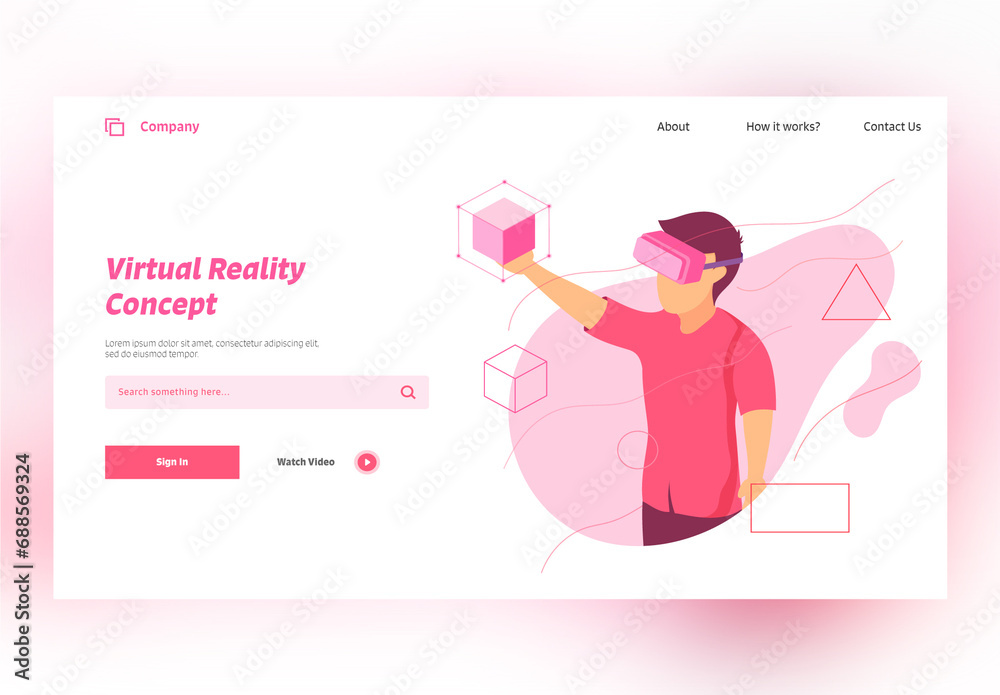 Virtual Reality Concept Based Landing Page Design with Man Wearing VR ...