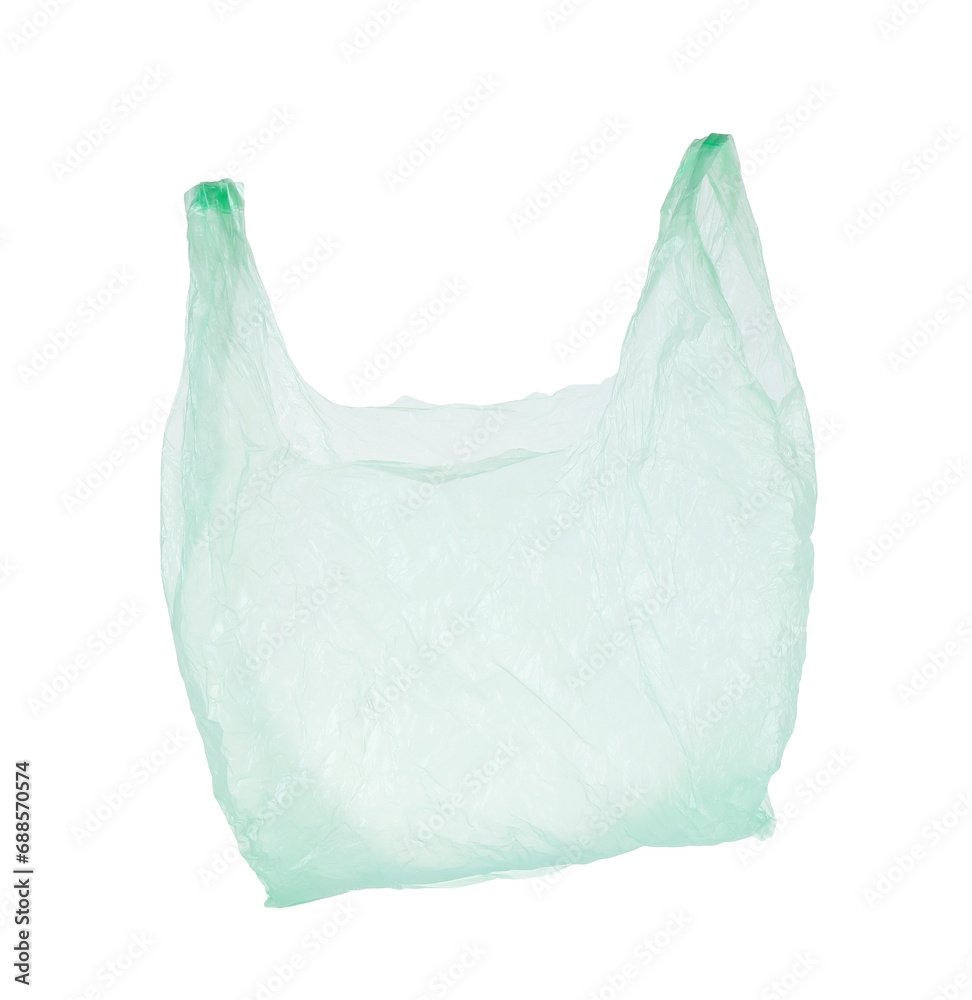 One light green plastic bag isolated on white One light green plastic bag isolated on white