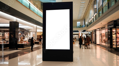 Digital signage with a screen in a mall, enhancing the shopping experience