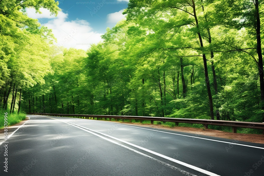 Asphalt highway and green forest Asphalt highway and green forest