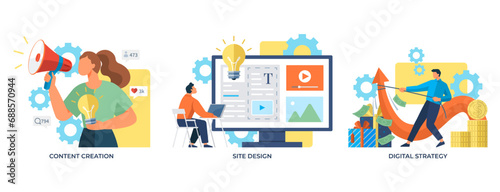 Social media. Vector illustration. Corporations utilize social media to engage with their target audience effectively Groups on social media platforms foster collaboration and knowledge exchange