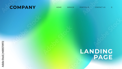 Landing page. Blurred green and blue bubbles. Abstract background with vibrant color gradient round shapes for website graphic design. Vector illustration.