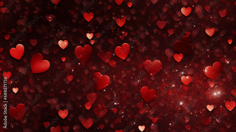 Red hearts in glitter style for valentine - Seamless tile. Endless and repeat print.	