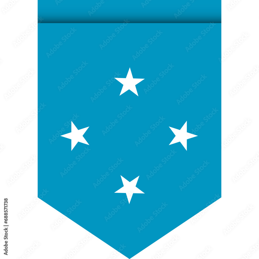 Micronesia flag or pennant isolated on white background. Pennant flag icon. Micronesia flag or pennant isolated on white background. Pennant flag icon.