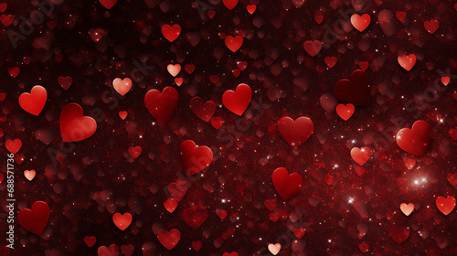 Red hearts in glitter style for valentine - Seamless tile. Endless and repeat print. 