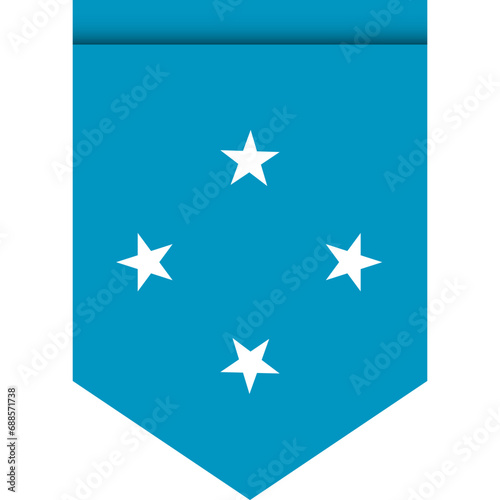 Micronesia flag or pennant isolated on white background. Pennant flag icon.