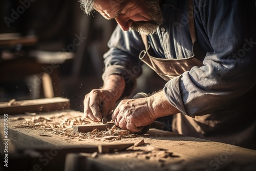 hand working of male carpenters working in the workshop