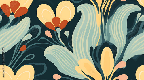 seamless pattern with luxury flowers,  modern style - Seamless tile. Endless and repeat print.	