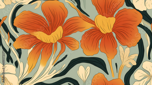 seamless pattern with luxury flowers, modern style - Seamless tile. Endless and repeat print. 