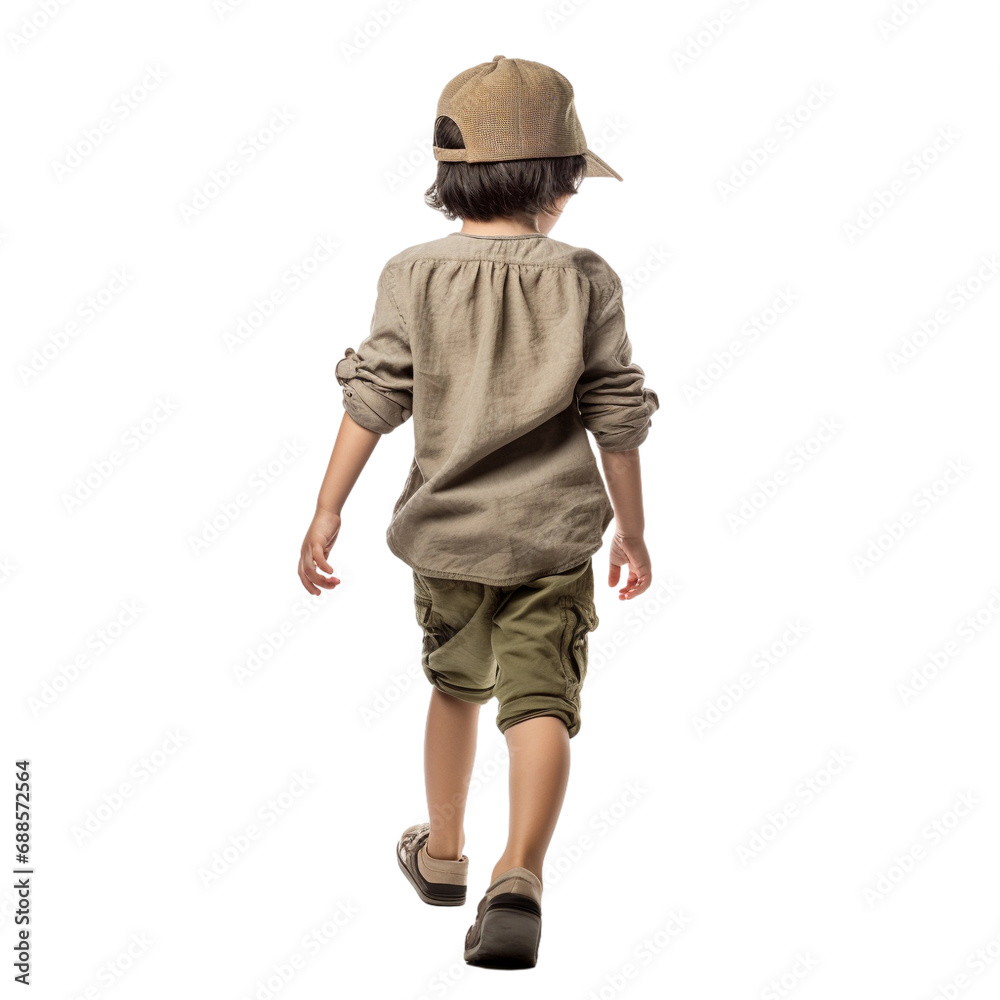 view of a child standing, transparent background, backview boy view of a child standing, transparent background, backview boy