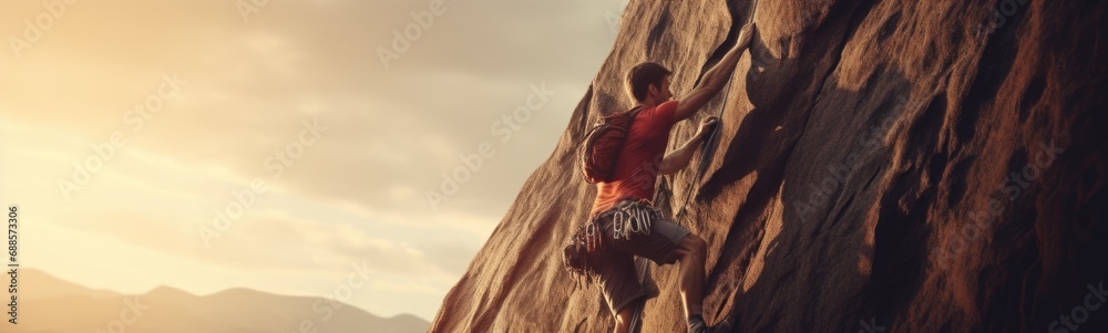 Rock climbing banner	 - obrazy, fototapety, plakaty 