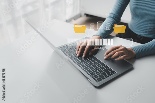 File management and uploading file data to online databases, storing data files on the cloud, managing document data in organizations, managing online databases, using the cloud in companies.
