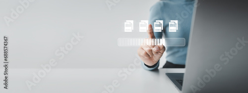 File management and uploading file data to online databases, storing data files on the cloud, managing document data in organizations, managing online databases, using the cloud in companies.