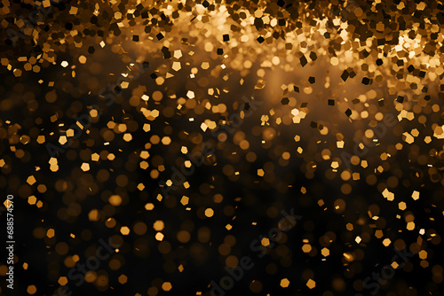 Gold light bokeh for holiday lights background or Christmas background generated AI
