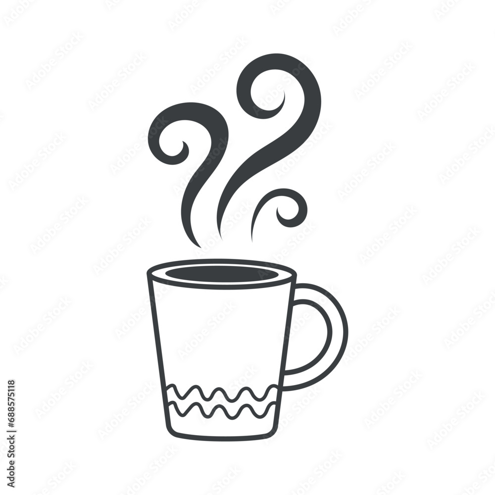 Autumn element of set in black line design. The essence of autumn with a black-outlined cup of tea contribute to the cozy atmosphere of the scene. Vector illustration. Autumn element of set in black line design. The essence of autumn with a black-outlined cup of tea contribute to the cozy atmosphere of the scene. Vector illustration.