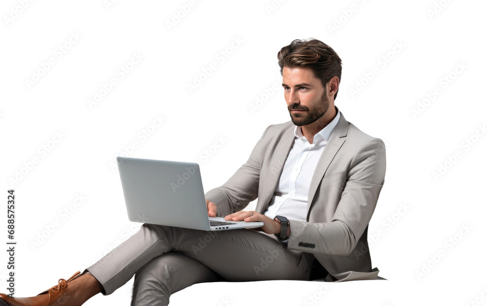 Weary Businessman Rests Reflecting on Challenges Isolated on a Transparent Background PNG