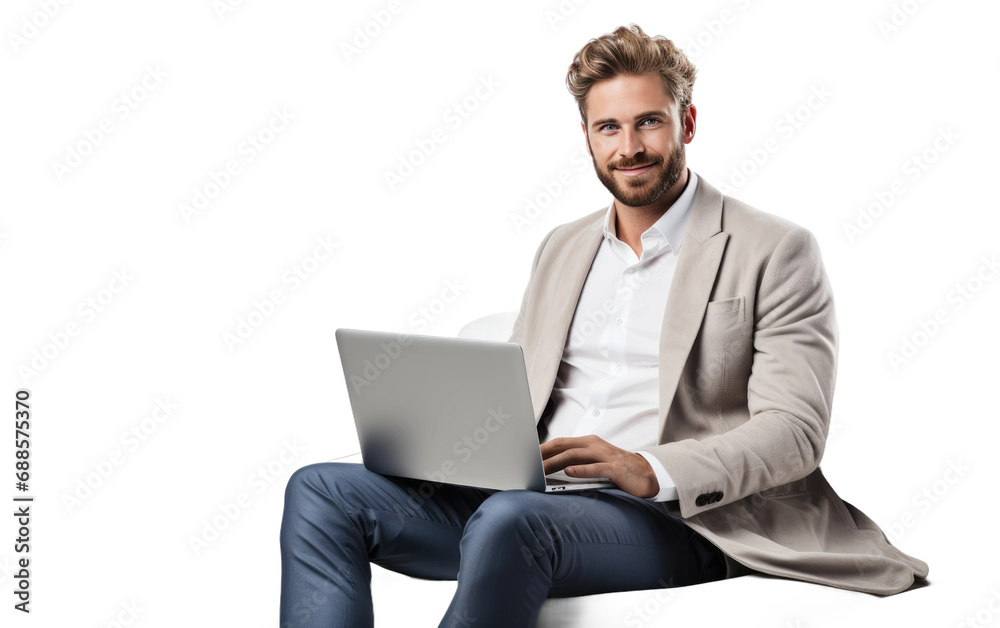 Successful Entrepreneur Relaxes Analyzing Strategies Isolated on a Transparent Background PNG