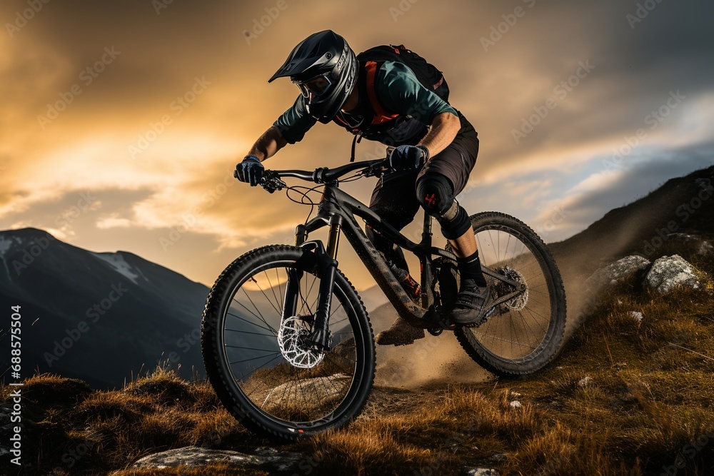 Naklejka premium sunset in the mountains