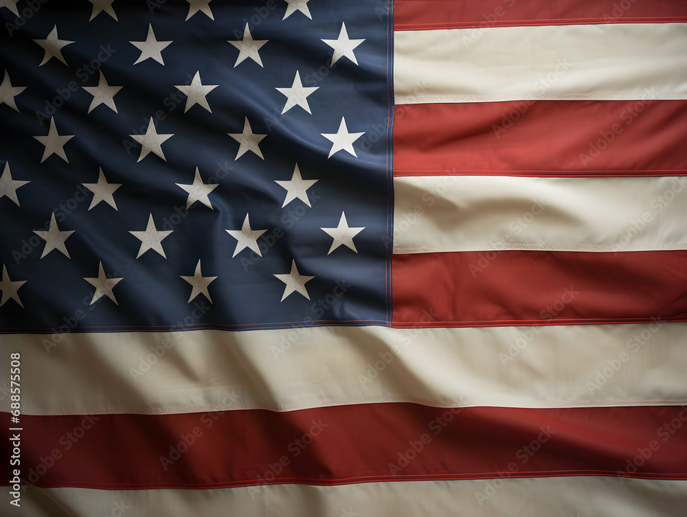 Naklejka premium United state of america national flag background, USA flag weaving made by silk cloth fabric, USA background, ai generated image