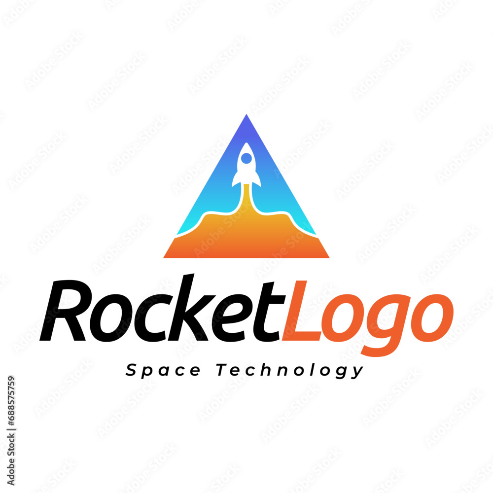 Rocket launch logo vector template. Creative rocket flight startup fly launch vector logo design