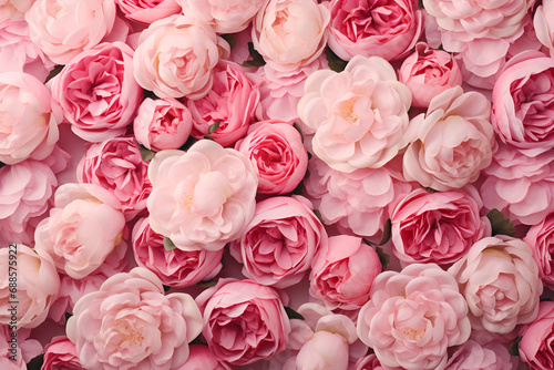 Beautiful bouquet of pink peonies roses Generated AI