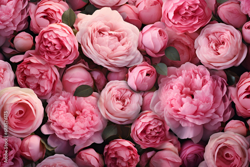 Beautiful bouquet of pink peonies roses Generated AI