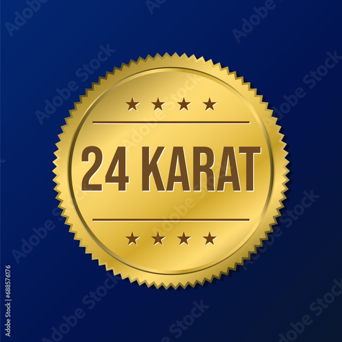 24 karat gold purity badge icon label sign design vector