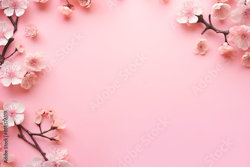 Wallpaper Mural Fresh pink cherry blossoms on light pink background. Pastel color. Generated AI Torontodigital.ca