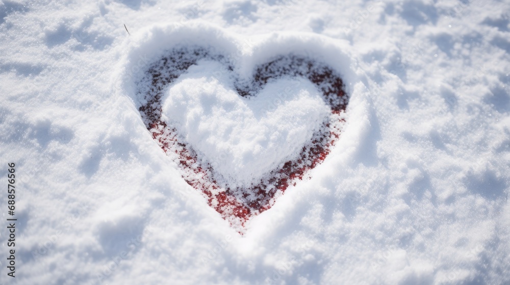 Heart drawn in the snow