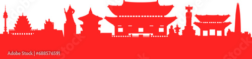 Seoul , South Korea landmark silhouette
